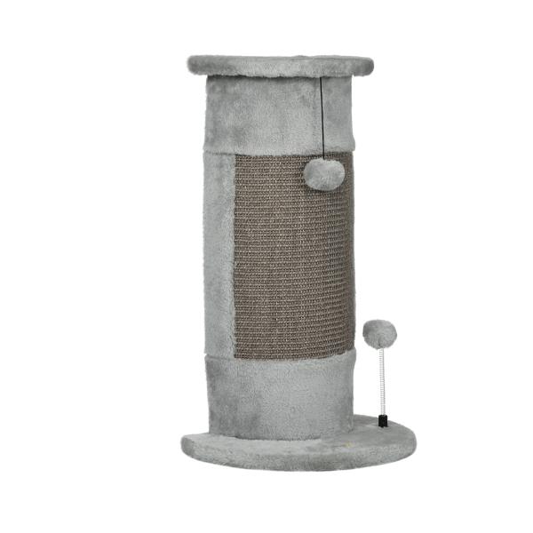 Poste de Arranhar para Gatos 58 cm Arranhador para Gatos com Poste de Sisal e Bolas Suspensas 34x25,5x58 cm Cinza