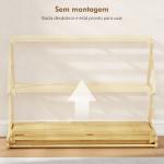 Sapateira Estreita de Bambu Dobrável de 3 Níveis para Entrada Corredor Quarto 60x29x45,5 cm Madeira