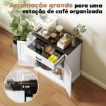 Aparador para Sala de Estar Estilo Rústico com 1 Gaveta Prateleira Ajustável 75,2x40x91,5 cm Branco e Madeira