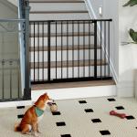 Barreira de Segurança para Animais de Estimação Extensível para Escadas e Portas Barreira de Segurança para Cães 76 - 107x76 cm Preto