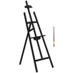 Cavalete para Pintura de Madeira Inclinável 90° com Suporte Tripé e Pincel 51,5x71,5x134,5 cm Preto
