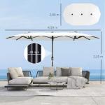 Guarda - Sol Duplo de Jardim 46x26 m com Manivela Manual Proteção UV50+ Capa Resistente à Água Branco