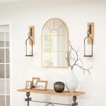Espelho Decorativo de Parede 60x91 cm Espelho em Forma de Arco de Metal Estilo Moderno Dourado