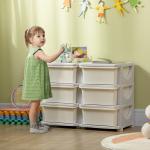 Organizador de Brinquedos com 6 Gavetas para Crianças com Bordas Arredondadas e Pegas 75x37x56,5 cm Creme e Cinza