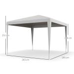 Tenda de Jardim Desmontável Tenda para Exteriores com 4 Orifícios de Drenagem e Tubo de Aço 293x293x252 cm Branco