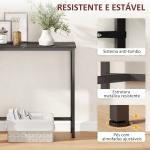 Mesa Consola Moderna Consola de Entrada Estreita com Superfície com Efeito Mármore e Estrutura de Metal 100x20x66 cm Preto