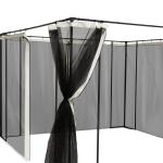 4 painéis laterais 335x207 cm para tenda de jardim com mosquiteira zíperes e anéis preto