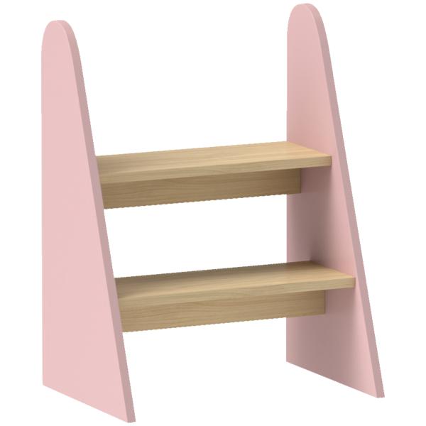 Banco para Crianças de 2 Degraus Torre de Aprendizagem Escada para Crianças acima de 3 Anos para Casa de Banho Cozinha 43x30x55 cm Rosa
