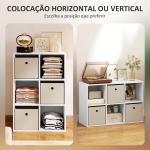 Estante Cubo Estante de Armazenamento Horizontal ou Vertical com 6 Compartimentos e 3 Gavetas de Tecido 53,7x30x79,8 cm Branco e Bege