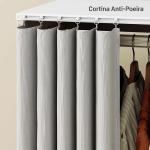 Roupeiro com Rodas, Cortina, Barra para Pendurar Roupa e 3 Prateleiras Abertas para Quarto, 80x40x128 cm, Branco