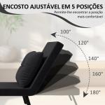 Poltrona Convertível em Cama Poltrona 3 em 1 Convertível em Cama com Encosto Ajustável em 5 Níveis 63x73x81 cm Preto