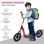 Trotinete para Crianças acima de 5 anos Scooter de 2 Rodas Grandes de 12 Polegadas com Freio e Guidão Ajustável em Altura Carga Máx. 50kg 120x52x80 - 88cm Vermelho