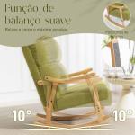 Poltrona Baloiço Moderna em Borrego com Apoio para os Braços de Madeira de Faia Poltrona de Amamentação 65x90x98 cm Verde claro