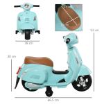 Moto Elétrica Infantil Licenciada com Faróis Buzina com 4 Rodas Brinquedo Criança acima de 18 Meses Verde 66,5x38x52 cm