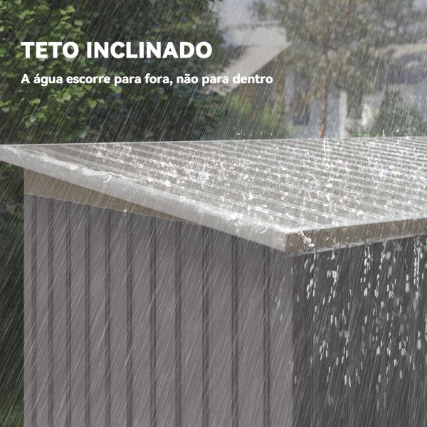 Abrigo de Jardim 280x130x172 cm Abrigo de Exterior de Aço Galvanizado com Porta Corredeira e Ventilações Cinza