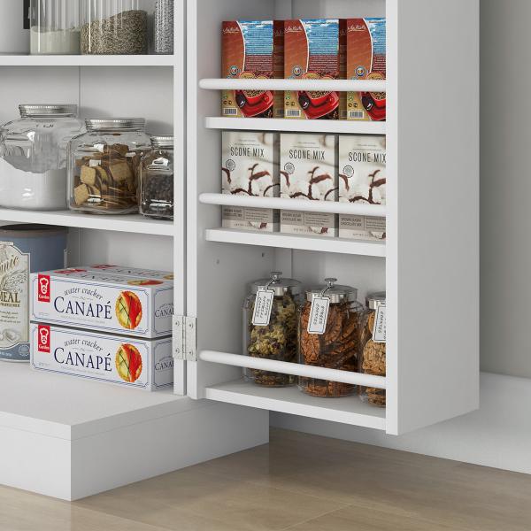 Armário de Cozinha Armário Despensa Cozinha com 2 Portas 16 Prateleiras Aparador Moderno 60x30x104 cm Branco