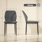 Conjunto de 2 Cadeiras de Jantar Modernas Cadeiras de Cozinha com Assento Acolchoado e Estofado Encosto Curvo 45x57x86 cm Cinzento