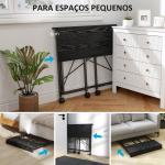 Secretária Dobrável com Rodas Mesa de Secretária Compacta Portátil para Espaços Pequenos 80x40x75 cm Preto