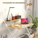 Secretária Dobrável com Prateleira Aberta Secretária Pequena para Escritório Casa 86x66x82 cm Madeira