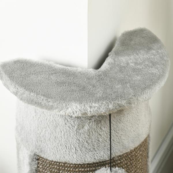 Poste de Arranhar para Gatos 58 cm Arranhador para Gatos com Poste de Sisal e Bolas Suspensas 34x25,5x58 cm Cinza