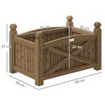 Floreira de Madeira Elevada para Cultivar Plantas Flores Ervas Floreira Retangular 60x39x37 cm Castanho Escuro