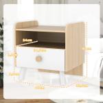 Mesa de Cabeceira Infantil de Madeira Mesa de Cabeceira para Crianças com Gaveta Bordas Redondas 40x32,5x40 cm Branco e Madeira
