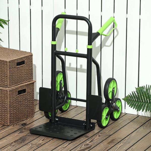 Carrinho de Carga Dobrável para Escadas com 6 Rodas, 120 kg, Portátil, Verde