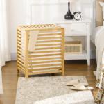 Cesto de Roupa de Bambu Cesto Roupa Suja Capacidade 55L com Bolsa Amovível Forma Retangular 50x36x60 cm Madeira