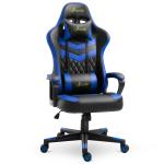 Cadeira Gaming Cadeira de Escritório Ergonómica com Altura Regulável Basculante Apoio de Cabeça 61x70x121 - 129 cm Azul