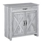 Aparador de Cozinha com 1 Gaveta e Prateleira Interior Ajustável Móvel Auxiliar Decorativo para Sala de Jantar Sala de Estar 80x39,7x80cm Cinza