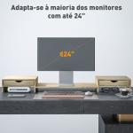 Suporte para Monitor com Ângulo e Comprimento Ajustável e 2 Gavetas para Escritório 60 - 116x22x12 cm Madeira