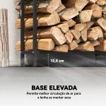 Suporte Metálico para Lenha 199x30x121 cm Suporte para Lenha de Exterior com Estrutura de Aço Pés Extra Preto
