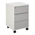 Bloco de Gavetas Móvel de Escritório com 3 Gavetas Fechadura Rodas e Travão para Documentos 40x40x63,5 cm Branco e Cinza