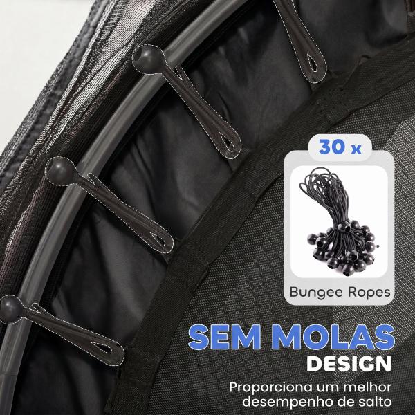 Trampolim para Crianças com Rede de Segurança e Estrutura de Aço para Interiores e Exteriores Carga 50 kg Ø163x190 cm Preto