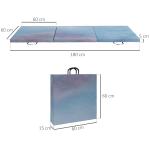 Tapete de Ginástica Dobrável com Espessura de 5 cm Tapete de Exercício 180x60x5 cm com Alças de Transporte Azul Degradê