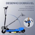 Trotinete Elétrica Dobrável para Crianças e Adolescentes acima de 7 Anos Velocidade de 10km/h Trotinete Elétrica com Guiador Ajustável e Freios Carga Máxima 50kg 78x37x89 - 95cm Azul
