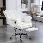 Cadeira de Escritório com Massagem em 6 Pontos Apoio para os Pés Retrátil Controlo Remoto e Suporte Lombar 69x65x115 cm Branco
