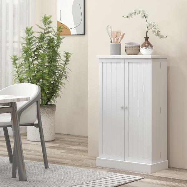 Armário de Cozinha Armário Despensa Cozinha com 2 Portas 16 Prateleiras Aparador Moderno 60x30x104 cm Branco