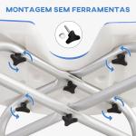 Banco de Duche para Idosos Antiderrapante com Barra de Apoio Altura Regulável e Assento em Forma de U 48,5x33x39 - 51,5 cm Azul