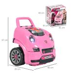 Motor de Caminhão para Crianças com 61 Peças Volante Buzina Faróis Caixa de Armazenamento e Rodas 40x39x47 cm Rosa