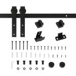 Ferragens para Porta Corredeira 200cm Kit de Acessórios para Porta Corredeira de Madeira com 2 Trilhos de Aço Carga Máxima 20 kg Preto