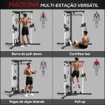 Máquina Multi Estação Musculação para Treino de Ombros Braços Carga 120 kg para Fitness Ginásio em Casa 170x139x200 cm Preto