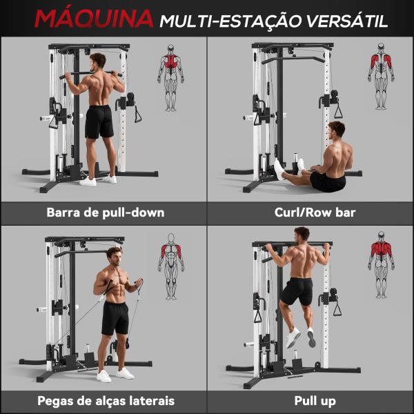 Máquina Multi Estação Musculação para Treino de Ombros Braços Carga 120 kg para Fitness Ginásio em Casa 170x139x200 cm Preto