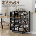 Armário de Cozinha com 2 Portas e 16 Prateleiras Armário de Cozinha Moderno com Prateleiras Ajustáveis 60x30x104 cm Preto
