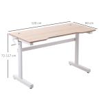Secretária de Pé com Altura Ajustável a Manivela e Bancada de Carbono Secretária Elevatória para Escritório Estúdio Sala de Estar Carga Máxima 150kg 120x60x72 - 117cm Madeira e Branco