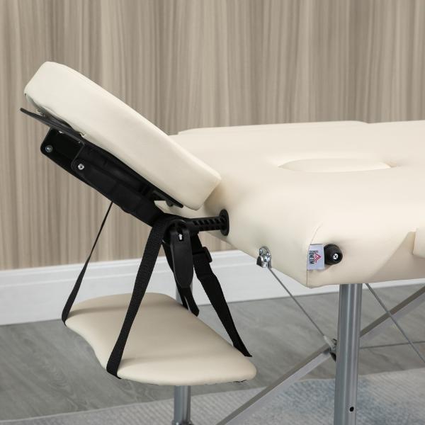 Marquesa de Massagem Dobrável com Altura Ajustável 7 Níveis Apoio de Cabeça e Apoio de Braços 185x70x58 - 82 cm Bege