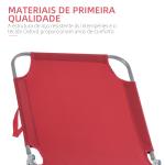 Espreguiçadeira Dobrável Espreguiçadeira de Jardim com Encosto Ajustável em 5 Posições para Terraço 187x55x24 cm Vermelho