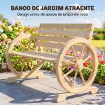 Banco de Jardim de Madeira com Apoios em Forma de Roda para 2 Pessoas 105,5x56x79 cm Madeira