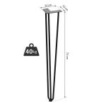 Pernas de mesa tipo pernas de garfo de 4 peças 3 hastes Pés de aço resistentes para móveis com protetores pretos Acessórios incluídos 12x12x71cm