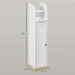 Armário Casa de Banho Armário com Prateleiras Ajustáveis e Suporte para Papel Higiénico 20x20x80 cm Branco
